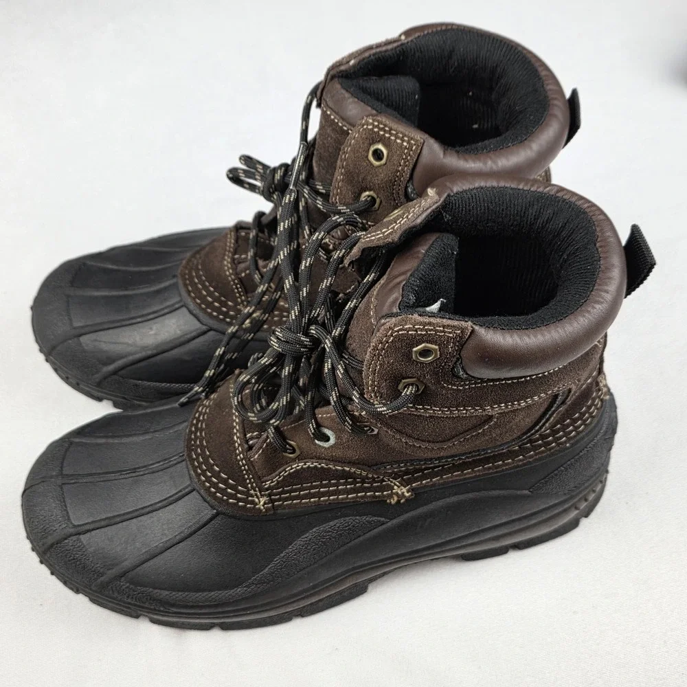 Totes Men's Winter Snow Duck Boots Glacier Brown Suede WARM Waterproof‎ Size 10M